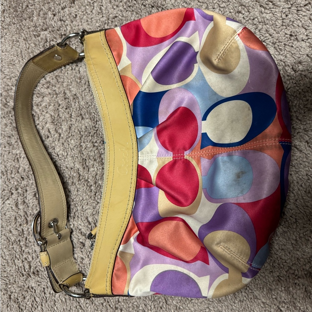 Coach Multicolor Hobo Bag with Yellow Strap